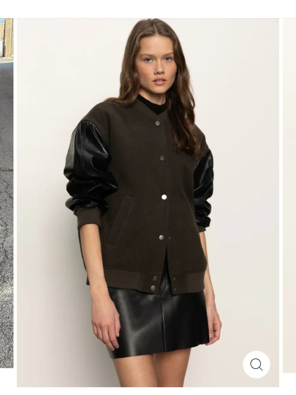 Oversized Sanctuary Black Sleeve Bomber with Olive Body